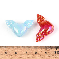 UVメッキ不透明アクリルビーズ  虹色の  翼とハート  ミックスカラー  18x29.5x9.5mm  穴：2.8mm  約275個/500g&nbsp;OACR-N143-08