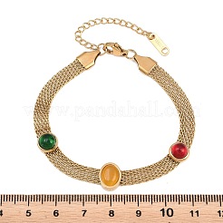 304 Stainless Steel & Resin Oval Link Chains Bracelets for Women&nbsp;BJEW-B171-01G