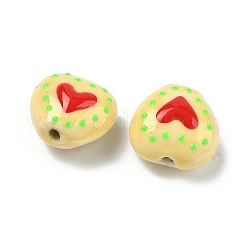 Heart Pattern Handmade Porcelain Enamel Beads&nbsp;PORC-G016-03I