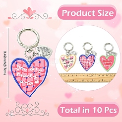 10個 5スタイル ハート合金エナメル&アクリルペンダントデコレーション  合金回転式ナスカン付き  ミックスカラー  87mm  2個/スタイル&nbsp;HJEW-YW00296