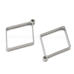 Rhombus 304 Stainless Steel Open Back Bezel Pendants&nbsp;STAS-K279-05P