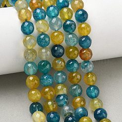 Dyed Natural Agate Faceted Round Beads Strands&nbsp;G-E320E-8mm-17