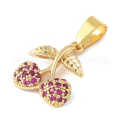 真鍮製マイクロパヴェキュービックジルコニアペンダント  丸カン付き  チェリー  14KGP本金メッキ  カメリア  15x11x3mm  穴：5x3mm&nbsp;LS-STAS-V013-05G