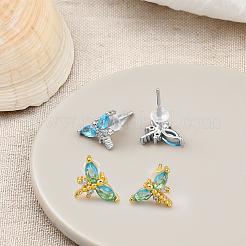 4 Pairs 2 Colors Brass Stud Earrings&nbsp;EJEW-GO0002-20