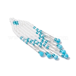 ガラスシードビーズタッセルペンダント  天然マグネサイト使用  ライトスカイブルー  57x15x2mm  穴：1.2mm&nbsp;PALLOY-MZ00655-03