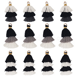12Pcs 3 Styles Polycotton(Polyester Cotton) Tassel Pendant Decorations&nbsp;FIND-TA0009-05