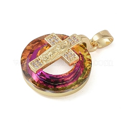 Brass Micro Pave Cubic Zirconia with Glass Pendents&nbsp;KK-Q815-01G-06