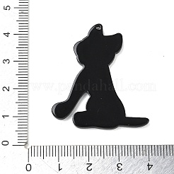 印刷されたアクリルパーツ  犬のチャーム  ブラック  38x37.53x2mm&nbsp;OACR-T032-02