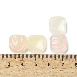 樹脂デコデンカボション  笑顔の四角  パパイヤホイップ  11x27x7mm&nbsp;RESI-M040-02D