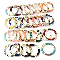 女性用メッキ樹脂ビーズストレッチブレスレット  チューブ  長持ちメッキ  黄金メッキ  内径：2インチ（5.2cm）&nbsp;BJEW-P374-01G