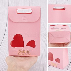 20Pcs 2 Style Rectangle Paper Bags with Handle and Clear Heart Shape Display Window&nbsp;CON-NB0001-90