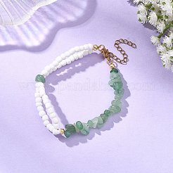 Natural Gemstone Chip Beads & Glass Seed Beads Beaded Bracelets for Women&nbsp;BJEW-JB14137
