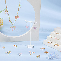 80個8スタイルアロイエナメルペンダント  蝶結び  ピンク  8.5~26.5x12~26x1~3.8mm  穴：1.4~2mm  10個/スタイル&nbsp;ENAM-NB0002-17