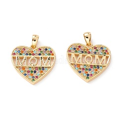 Brass Micro Pave Colorful Cubic Zirconia Pendants&nbsp;ZIRC-Z019-21G-NR