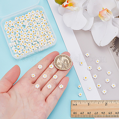 160本の手作りミルフィオリガラスビーズ連売り  花  オレンジ  5.5~8x2.5mm  穴：1mm&nbsp;LAMP-ME0001-08