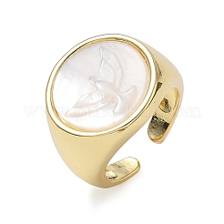 Brass & White Shell Cuff Open Rings&nbsp;KK-CBA56EF-42D-G
