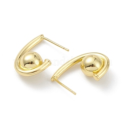 女性用ラックメッキ真鍮スタッドピアス  長持ちメッキ  鉛フリー＆カドミウムフリー  18KGP本金メッキ  19x15x7.5mm  ピン：0.7mm&nbsp;EJEW-K245-28G
