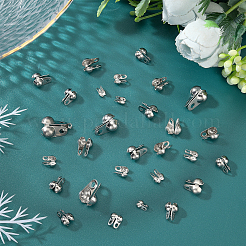 200個5サイズ304ステンレススチールボールチープ  カロット終了  クラムシェルノットカバー  ステンレス鋼色  6.5~15x3.5~8mm  穴：1.4~3mm  内径：2.5~6mm  40pcs /サイズ&nbsp;STAS-PH0003-32