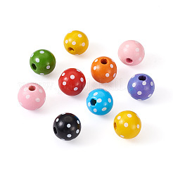 80色染め天然木製ビーズ8個  波のポイントで丸い  ミックスカラー  16x15mm  穴：4mm&nbsp;WOOD-CD0001-23