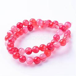 天然石瑪瑙ビーズ連売り  ラウンド  染め  レッド  8mm  穴：1mm  約47~48個/連  15インチ&nbsp;G-F315-8mm-02
