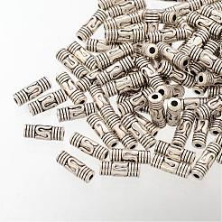 列チベットの銀のチューブビーズ  鉛フリー＆カドミウムフリー  アンティークシルバー  約3.5 mm幅  長さ8mm  穴：1mm&nbsp;AB88