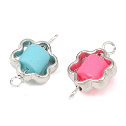 CCB Plastic Frame with Polymer Clay Beads Flower Links Connector Charms&nbsp;KK-D103-02P