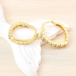 Oval Brass Micro Pave Clear Cubic Zirconia Hoop Earrings&nbsp;EJEW-Z121-02G