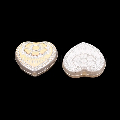 ABSプラスチックパール調ビーズ  ゴールドライン入り  ハート＆フラワー  乳白色  17x18x6mm  穴：1.5~1.6mm  約410個/500g&nbsp;PL-N007-35