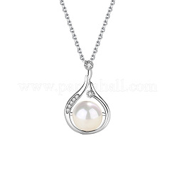 Natural Freshwater Pearl Teardrop Pendant Necklaces&nbsp;WG6E8E0-01