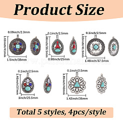 20Pcs 5 Styles Retro Alloy Pendants&nbsp;TIBEP-SC0003-58