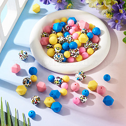 96 スタイルの食品グレードの環境に優しいシリコンビーズ 12 個  ミックスカラー  11.5~15mm  穴：2~3mm&nbsp;SIL-TA0003-54