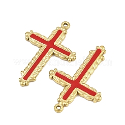 304ステンレススチールエナメルペンダント  クロス  イオンプレーティング（ip）  手動研磨  18KGP本金メッキ  35x24x2mm  穴：1.2mm&nbsp;STAS-P415-13G