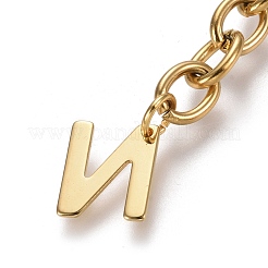 304ステンレススチールチェーンエクステンダー  アズキチェーンとレターチャーム付き  ゴールドカラー  文字.n  文字n：11x9x0.7mm  67.5mm  リンク：8x6x1.3mm&nbsp;STAS-K206-09G-N