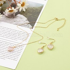 Mixed Natural Gemstone Heart Dangle Earrings & Pendant Necklaces Jewelry Sets&nbsp;SJEW-JS01195