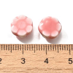 手作りの陶器ビーズ  花  ピンク  9.5x10x5~5.5mm  穴：1.8~2.2mm&nbsp;PORC-H013-04-02