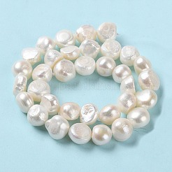 天然養殖淡水パールビーズ連売り  研磨両側  グレード2 A  パパイヤホイップ  10.5~12x7~8.5mm  穴：0.6mm  約34個/連  14.17インチ（36cm）&nbsp;PEAR-E018-71