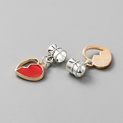 合金エナメルヨーロピアンダングルチャーム  大穴ペンダント  ライトゴールド＆アンティークシルバー  ハート柄  15x14x3mm  穴：5.5mm&nbsp;ENAM-TAC0021-01H