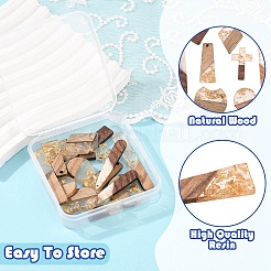 16Pcs 8 Colors Transparent Resin & Walnut Wood Pendants&nbsp;RESI-YW0006-23