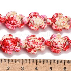 合成ターコイズビーズ連売り  カメ  スプレー塗装  レッド  17x14x7mm  穴：1.4mm  約23個/連  14.45''（36.7センチメートル）&nbsp;TURQ-F020-C02