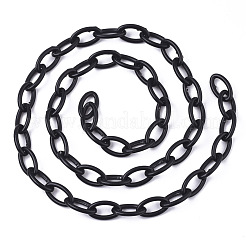 不透明なアクリルアズキチェーン  馬の目  ブラック  13x8x2mm  18.5インチ〜19.29インチ（47~49cm）/連&nbsp;SACR-N010-001A