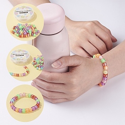 DIY 6mm Cube Bead Stretch Bracelet Kits for Children's Day&nbsp;DIY-YW0001-82