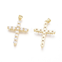 Brass Micro Pave Clear Cubic Zirconia Pendants&nbsp;ZIRC-G152-18A-G