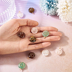 10 Pcs Tiger Eye & Red Jasper & Rose Quartz & Green Aventurine & Quartz Crystal Pendants&nbsp;PALLOY-TA00206