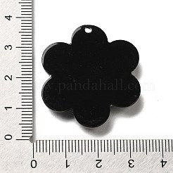 頭蓋骨をテーマにした不透明アクリルパーツ  ブラック  花  33.5x31x4mm  穴：2mm&nbsp;OACR-L019-01A