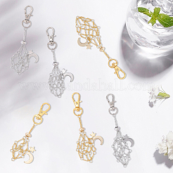 6Pcs 6 Styles Moon Alloy Swivel Lobster Claw Clasps & Brass Cable Chains&nbsp;AJEW-SC0003-97
