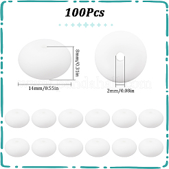ロンデルシリコンフォーカルビーズ100個  ホワイト  14x8mm  穴：2mm&nbsp;SIL-SC0002-25