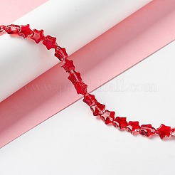透明なガラスビーズ連  スター  レッド  8~8.5x8~8.5x3.5~4mm  穴：1mm&nbsp;X1-GLAA-F112-02C