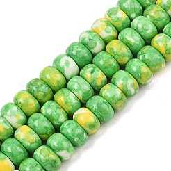 染色された合成リバーストーンビーズ連売り  ロンデル  ライム  10x6mm  穴：1.2mm  約62個/連  15.63''（39.7センチメートル）&nbsp;G-Z105-C01-01D