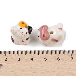 手作りプリント陶器ビーズ  動物  ミックスカラー  14~19x12~16x15~20mm  穴：2.5mm&nbsp;PORC-A026-02