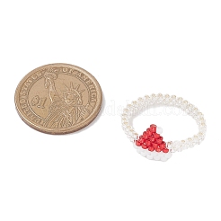 クリスマスガラスシードビーズ指輪（女性用）  帽子  3.5~12mm  内径：20.5mm&nbsp;RJEW-MZ00029-03